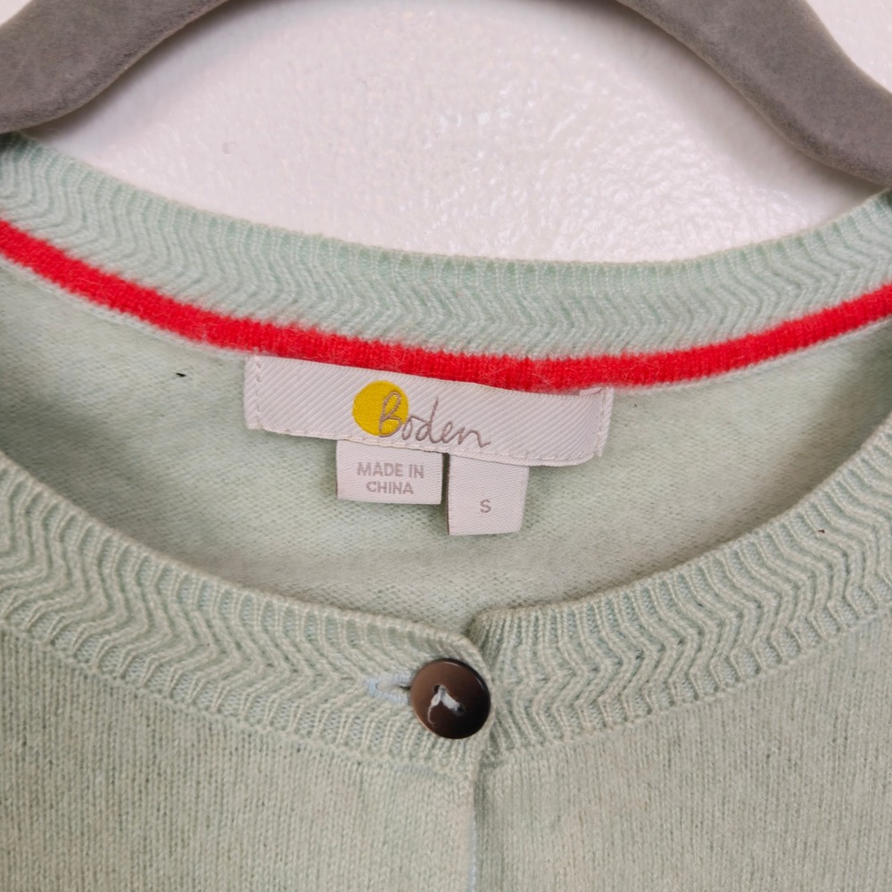 Boden Womens Sweater Small Mint Green 100% Cashmere Cropped Button Up Cardigan - Picture 7 of 9